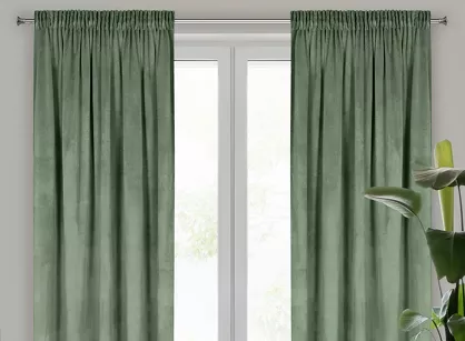 Zasłona na taśmie 140x270 MELANIE welwetowa ciemna mięta o aksamitnej strukturze