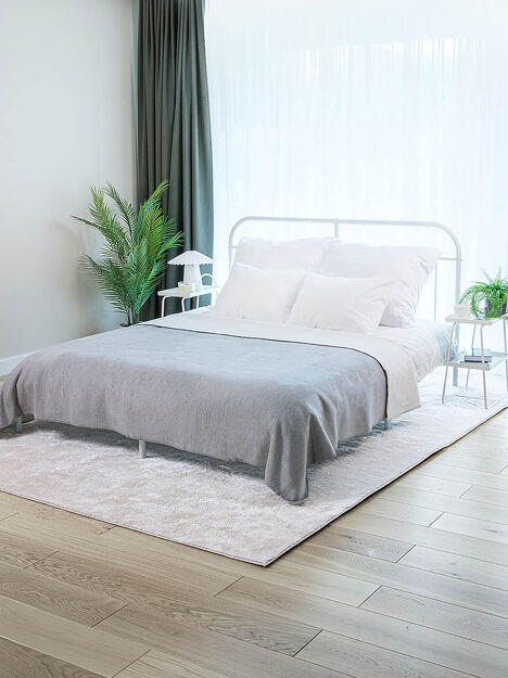 Koc bawełniany 180x220 0294-27 argento szary biały dwustronny wykończony szydełkiem