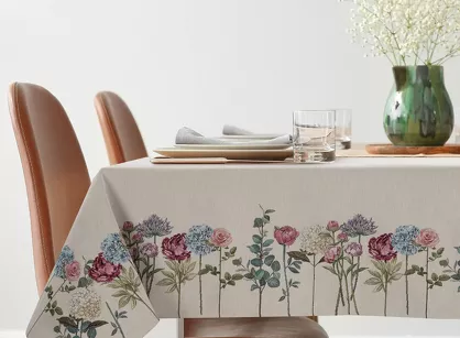 Obrus gobelinowy 140x180 1242 naturalny z wzorem kwiatów