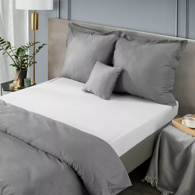 Prześcieradło z bawełny jersey z gumką białe 140x200 Design 91