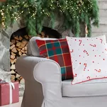 Poszewka świąteczna 45x45 182 welwetowa czerwona zielona w kratkę - 2