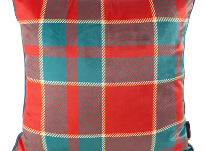 Poszewka świąteczna 45x45 182 welwetowa czerwona zielona w kratkę