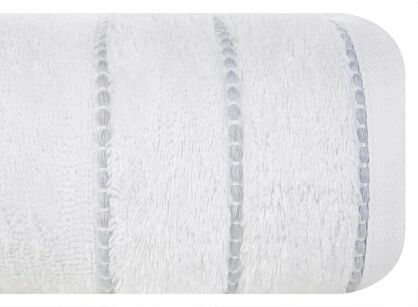 Ręcznik 70x140 MARI biały z welurową bordiurą w pasy 500 g/m2