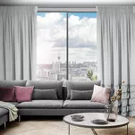 Zasłona na taśmie 140x250 DANI welwetowa srebrna jednokolorowa zdobiona w dolnej części falbanami - 10