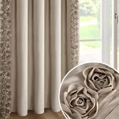 Zasłona na taśmie 140x270 ROSES 14 Eva Minge welwetowa ciemny beż aplikacja róż 3D