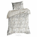 Pościel bawełniana 220x200 LUNA biała z wzorem beżowych liści z kolekcji Harmony Home - 5