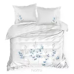 Pościel satynowa 160x200 HAFT 11A biała z haftowanym niebieskim wzorem botanicznym z kolekcji Premium - 4