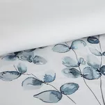 Pościel satynowa 160x200 HAFT 11A biała z haftowanym niebieskim wzorem botanicznym z kolekcji Premium - 3
