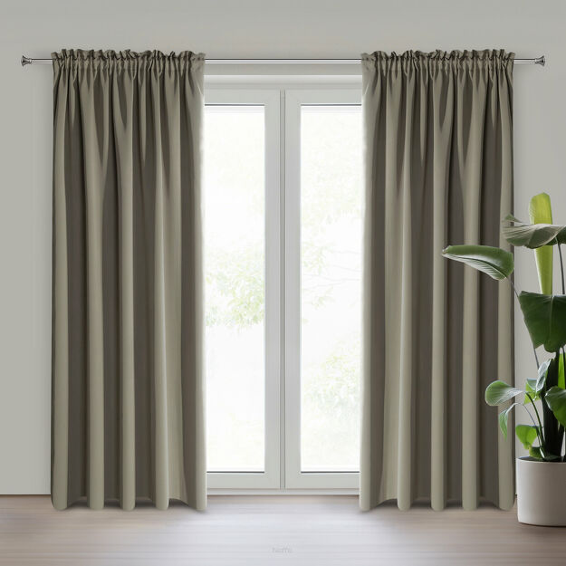 Zasłona na taśmie 135x270 LOGAN zaciemniająca cappuccino jednokolorowa z półmatowej tkaniny