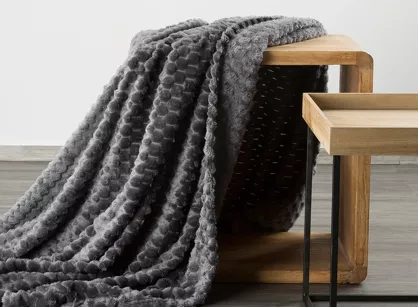 Koc 170x210 CINDY 6 stalowy puszysty w drobny wzór Design 91