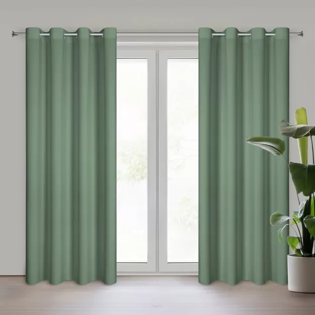 Zasłona na przelotkach 140x250 RITA jednokolorowa ciemna mięta z miękkiej tkaniny