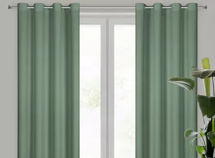 Zasłona na przelotkach 140x250 RITA jednokolorowa ciemna mięta z miękkiej tkaniny
