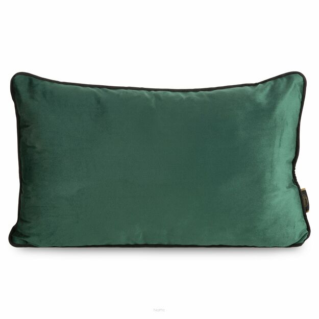 Poszewka welwetowa z wypełnieniem 30x50 MELIA 2 jednokolorowa ciemna zieleń obszyta kontrastową lamówką