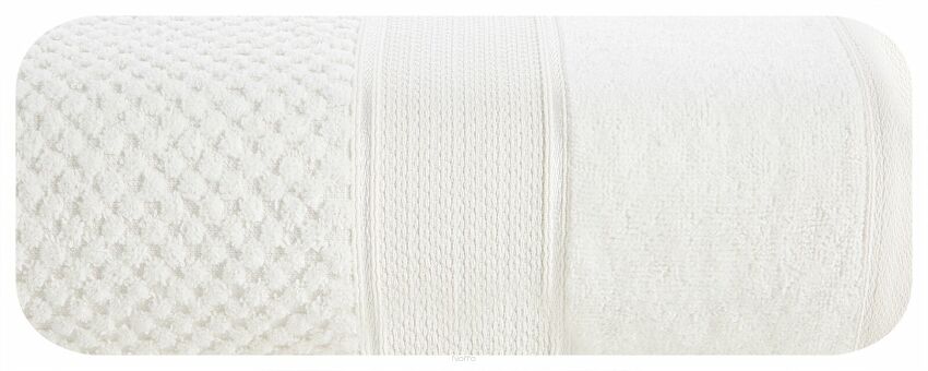Ręcznik 70x140 JESSI kremowy z fakturą krateczki i gładką welurową bordiurą