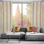 Zasłona na przelotkach 140x250 RENIA welwetowa jasny beż z szampańskim przecieranym wzorem - 9