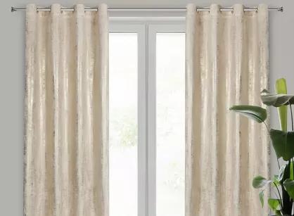 Zasłona na przelotkach 140x250 RENIA welwetowa jasny beż z szampańskim przecieranym wzorem