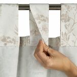 Zasłona na taras 155x220 GARDEN 12 kremowa pudrowa na szelkach wodoodporna z motywem roślinnym - 2