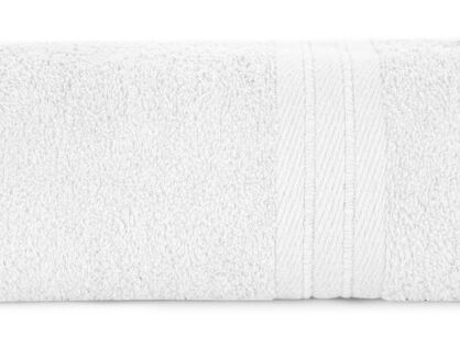Ręcznik bawełniany 50x90 KAYA biały zdobiony bordiurą w pasy