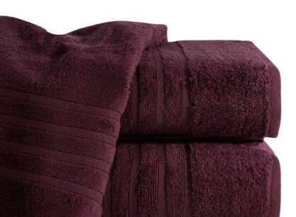 Ręcznik z bawełny egipskiej 50x90 LAVIN bordowy z delikatną bordiurą w paski z kolekcji Premium.