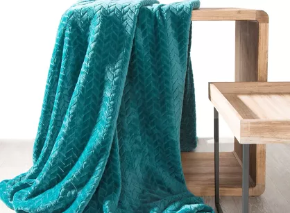 Koc 200x220 CINDY ciemny turkus puszysty w jodełkę Design 91