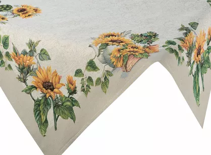 Nakładka gobelinowa 100x100 57 naturalna z wzorem słoneczników