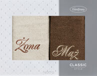 Komplet Ręczników 2x50x90 MĄŻ ŻONA beżowe brązowe - 2