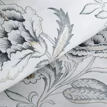 Pościel satynowa 140x200 SPRING 83 biała jasny niebieski z wzorem roślinnym z kolekcji Classic - 3