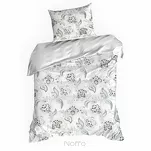 Pościel satynowa 140x200 SPRING 83 biała jasny niebieski z wzorem roślinnym z kolekcji Classic - 5