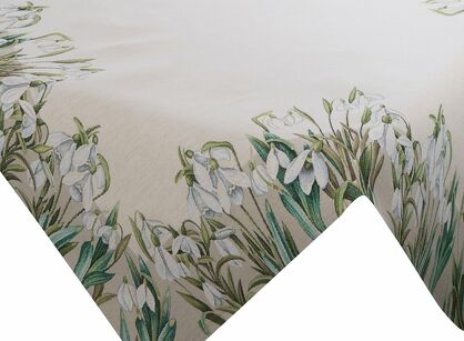 Nakładka gobelinowa 100x100 1300 naturalna zielona z nadrukiem przebiśniegów