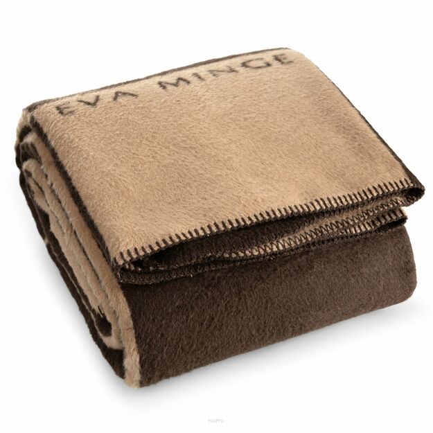 Koc bawełniano akrylowy 220x240 ELEGANT 5 Eva Minge jasny beż ciemny brąz wzór geometryczny dwustronny