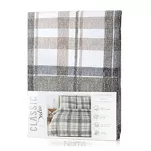 Pościel satynowa 220x200 SPRING 58 biała szara w kratkę - 6