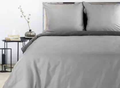 Pościel satynowa 160x200 DINA dwukolorowa gładka srebrna stalowa z kolekcji Diva Line