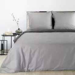 Pościel satynowa 160x200 DINA dwukolorowa gładka srebrna stalowa z kolekcji Diva Line