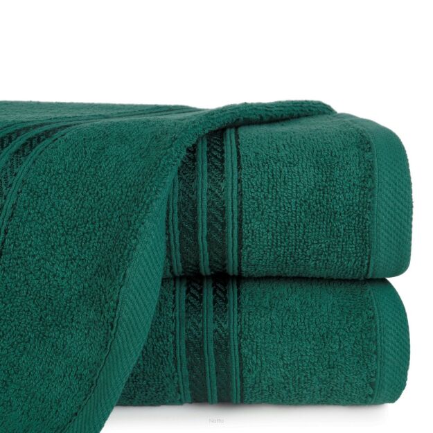 Ręcznik bawełniany 30x50 LORI ciemna zieleń z delikatną bordiurą z błyszczącą nicią