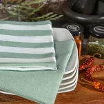 Komplet ścierek kuchennych 2x50x70 KARIN zielone w pasy z bawełny - 2