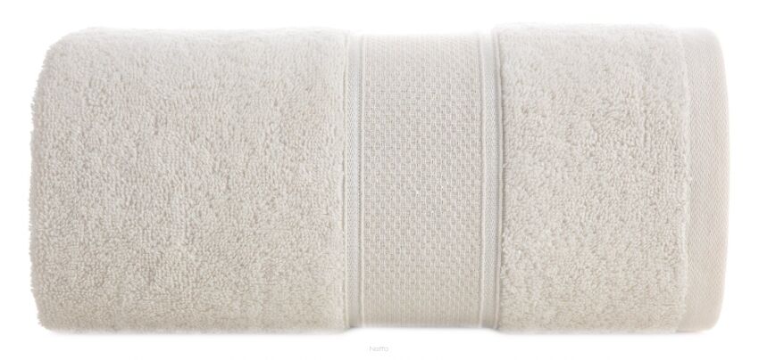 Ręcznik bawełniany 70x140 LIANA kremowy zdobiony bordiurą z błyszczącą nicią