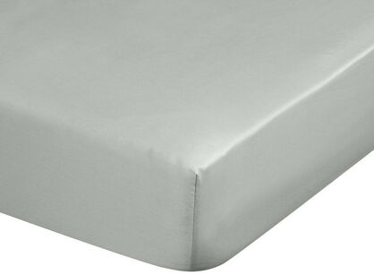 Prześcieradło z satyny bawełnianej z gumką DINA srebrne 220x200 z kolekcji Diva Line