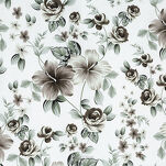 Pościel satynowa 140x200 SPRING 67 biała stalowo miętowy wzór roślinny - 2