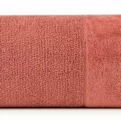 Ręcznik bawełniany 30x50 LUCY jasne bordo gładki z welurową szeroką bordiurą