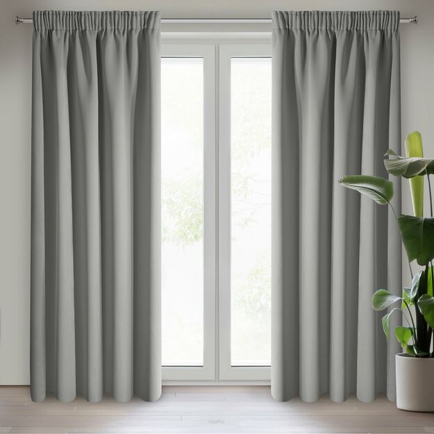 Zasłona na taśmie 135x270 PARISA zaciemniająca srebrna jednokolorowa Design 91