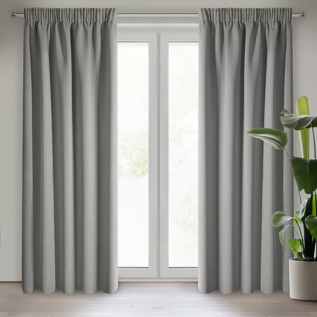 Zasłona na taśmie 135x270 PARISA zaciemniająca srebrna jednokolorowa Design 91