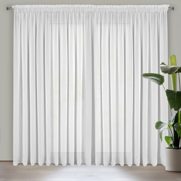 Firana na taśmie 350x270 DALIA biała z matowej tkaniny szyfonowej