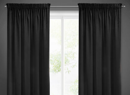 Zasłona na taśmie 140x270 SIBEL welwetowa Pierre Cardin czarna jednokolorowa
