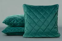 Poszewka welwetowa 45x45 VELVET 27C ciemny turkus pikowana w romby z ozdobną wypustką na brzegach - 4