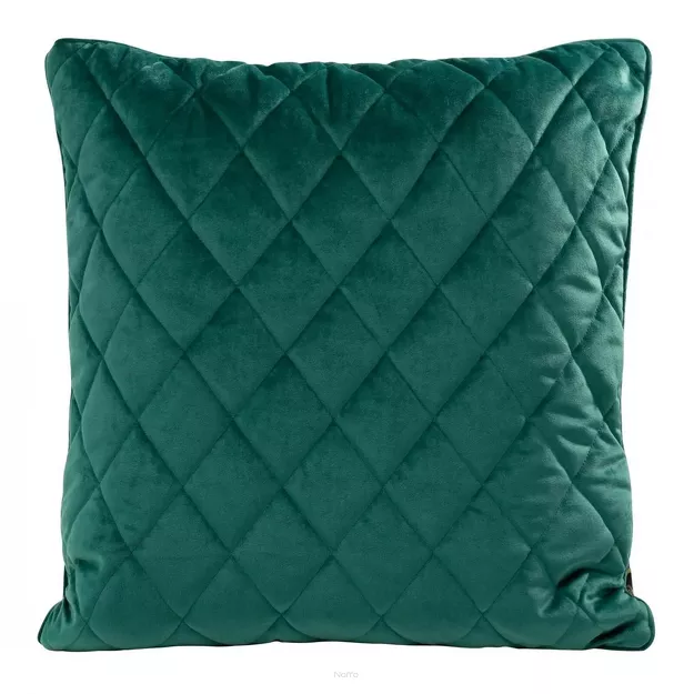 Poszewka welwetowa 45x45 VELVET 27C ciemny turkus pikowana w romby z ozdobną wypustką na brzegach