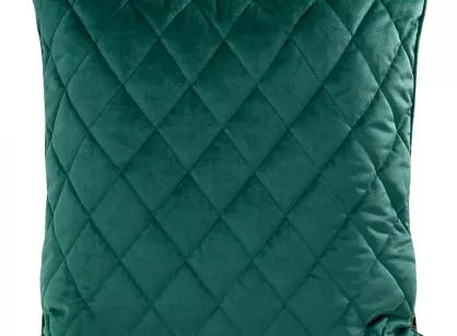 Poszewka welwetowa 45x45 VELVET 27C ciemny turkus pikowana w romby z ozdobną wypustką na brzegach