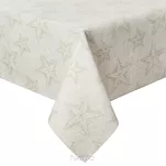 Obrus świąteczny 145x260 WINTER kremowy złoty bawełniany w gwiazdki - 4