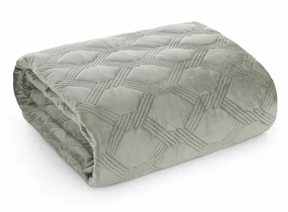 Narzuta welwetowa 170x210 SOFIA 5 srebrna pikowana hot press w geometryczny wzór