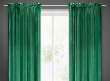 Zasłona na taśmie 140x270 SAMANTA welwetowa ciemna zieleń o subtelnym połysku
