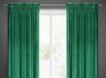 Zasłona na taśmie 140x270 SAMANTA welwetowa ciemna zieleń o subtelnym połysku